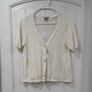 EUC J. Jill Cream Linen Blend Cardigan